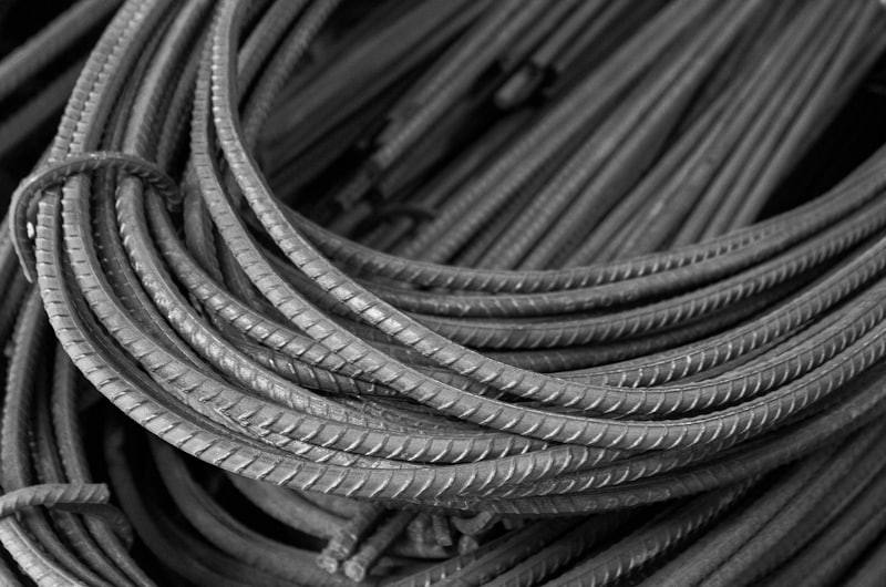 Clean grey steel reinforcing bar